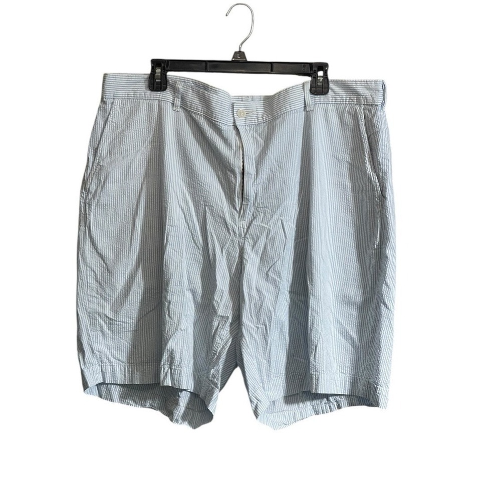 Bill's Khakis Shorts Mens 42 Blue Chino Seersucker Stripe Golf 100% Cotton 9"